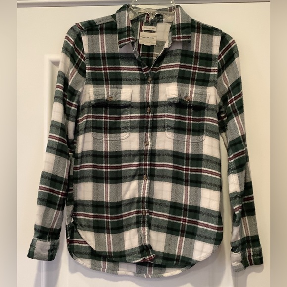American Eagle Ahh-Mazingly Soft Classic Fit Size Small Green Plaid Flannel - Picture 1 of 11